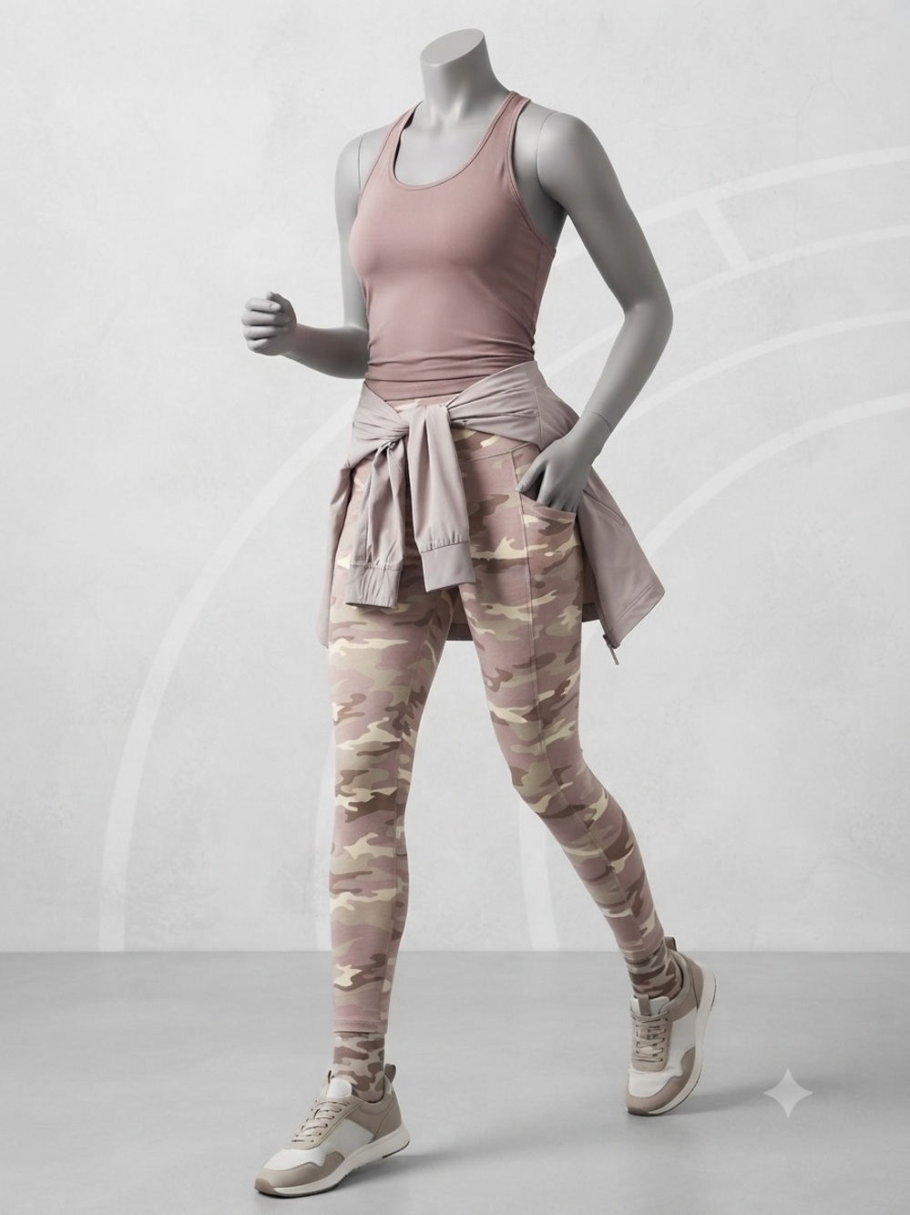 Lou & Grey Pink Camo High Rise Leggings with Side Pockets size L
